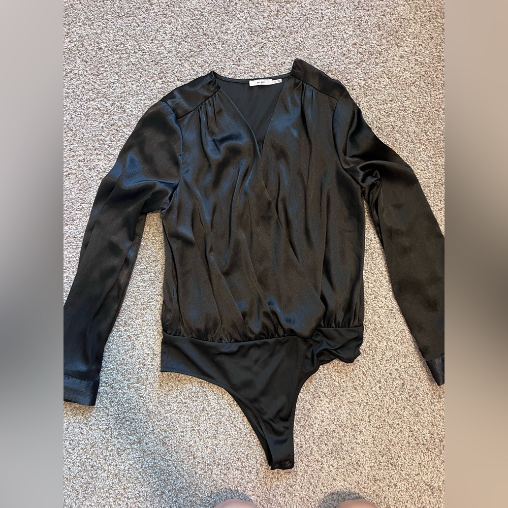 Miami Black Satin Bodysuit